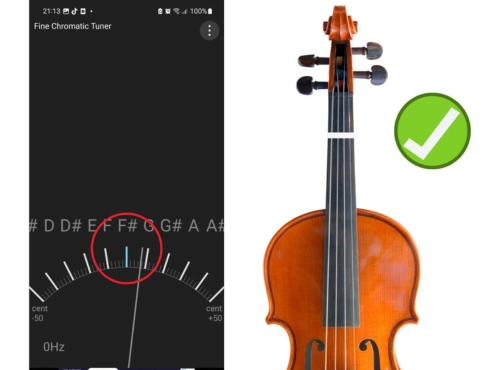 linea guia del violin bien colocada