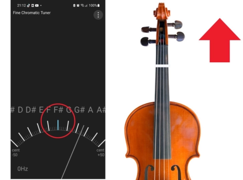 linea guia del violin mal colocada muy alta
