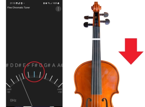 linea guia del violin mal colocada muy baja
